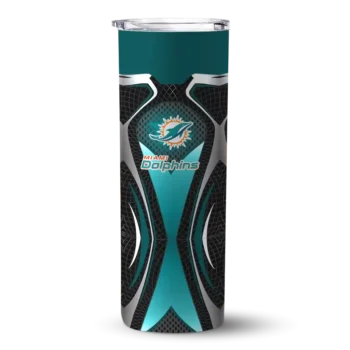 Miami Dolphins Skinny Tumbler - Customized Superman Emblem Aqua Black