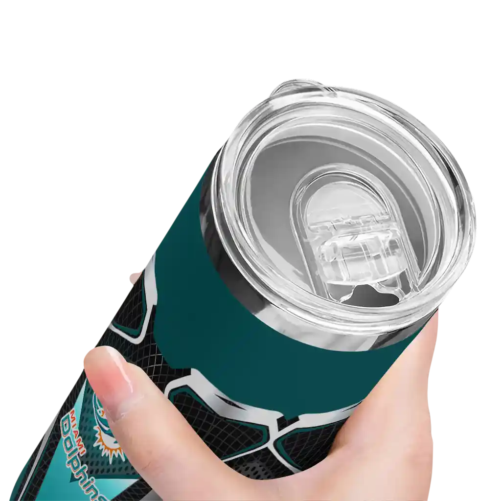 customized-miami-dolphins-superman-emblem-aqua-black-skinny-tumbler-high-quality.webp
