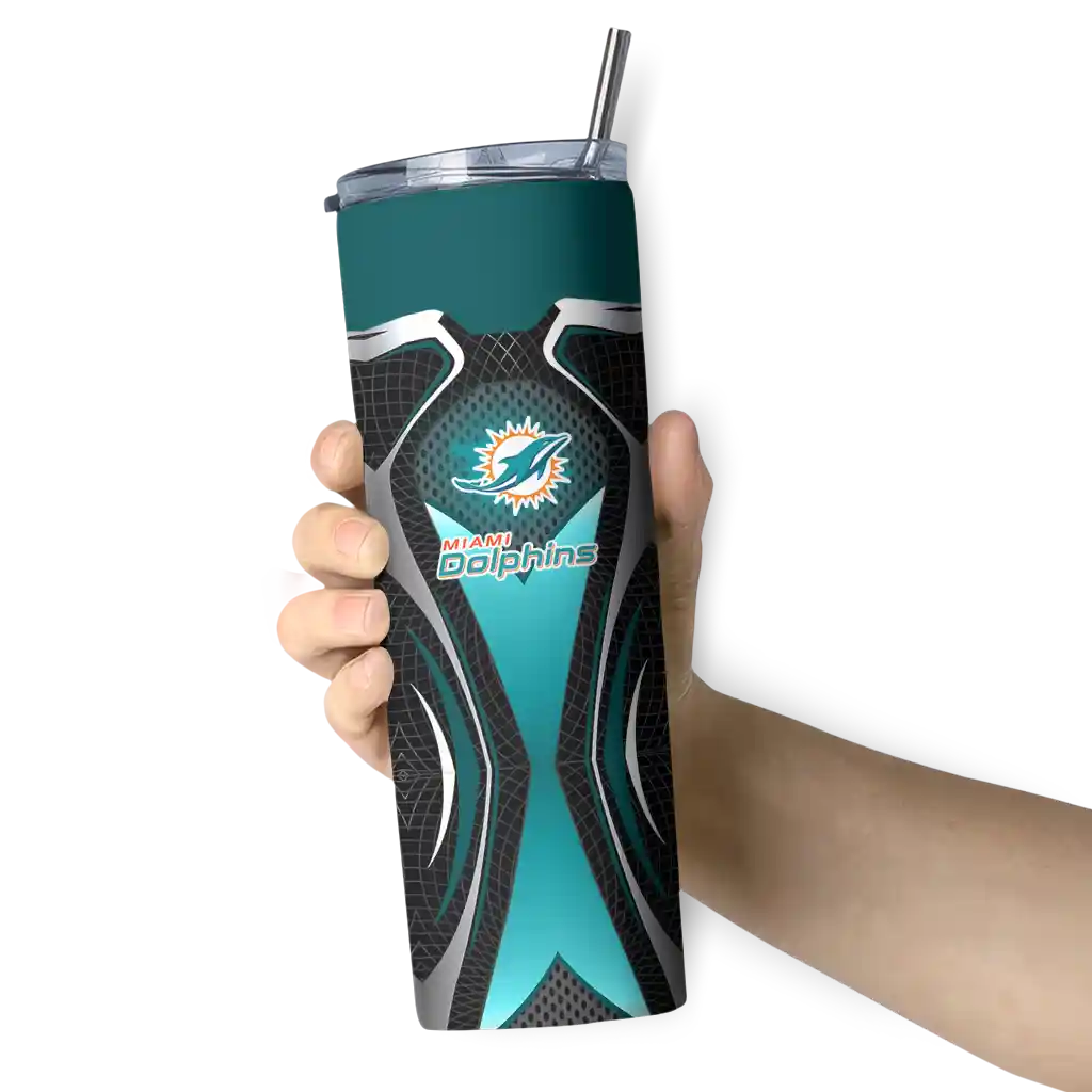 customized-miami-dolphins-superman-emblem-aqua-black-skinny-tumbler-premium-grade.webp