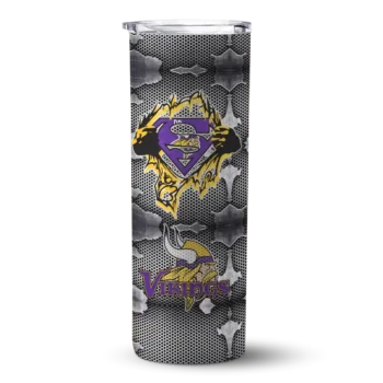 Minnesota Vikings Skinny Tumbler - Customized Chevron V Purple Gray