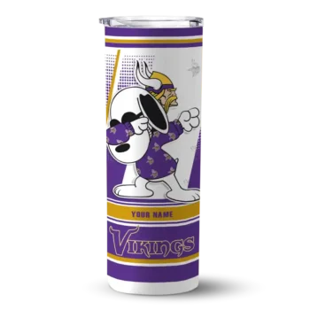 Minnesota Vikings Skinny Tumbler - Customized Snoopy Dog Purple White