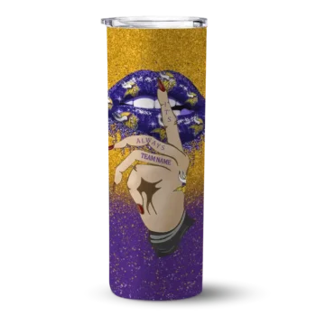 Minnesota Vikings Skinny Tumbler - Customized Sparkle Lips Purple