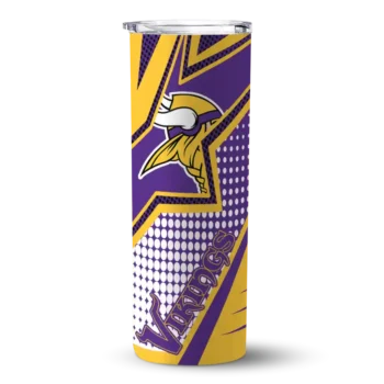 Minnesota Vikings Skinny Tumbler - Customized Web Stripes Purple White