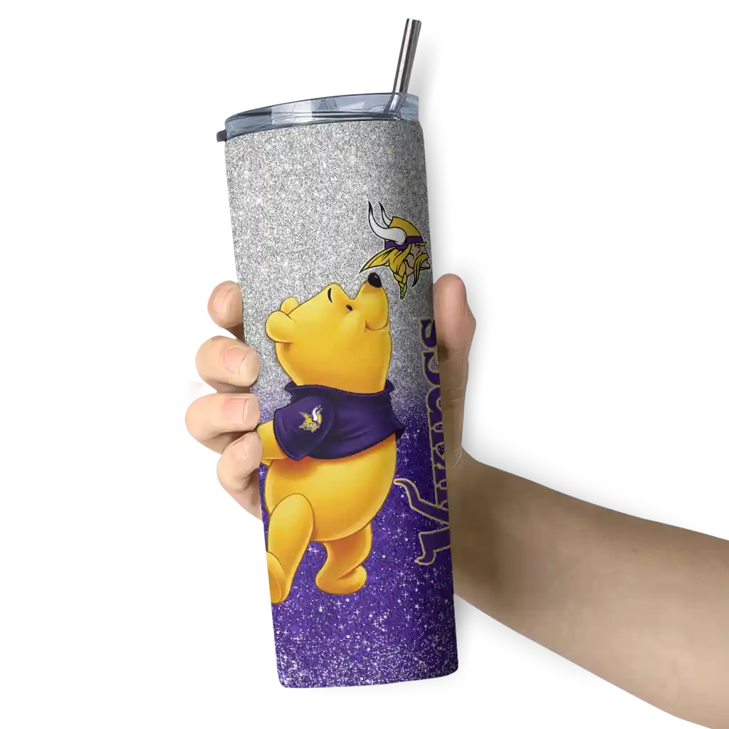 customized-minnesota-vikings-winnie-the-pooh-purple-gray-skinny-tumbler-premium-grade.webp