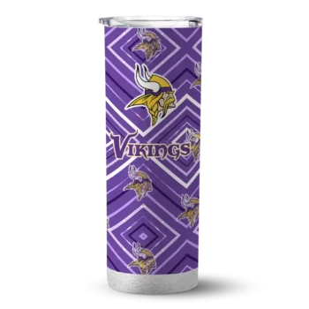 Minnesota Vikings Skinny Tumbler - Customized Zipper Leopard Purple