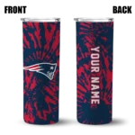 customized-new-england-patriots-metallic-grid-blue-skinny-tumbler-best-selling.webp