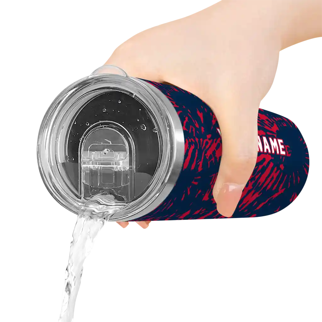 customized-new-england-patriots-metallic-grid-blue-skinny-tumbler-latest-model.webp