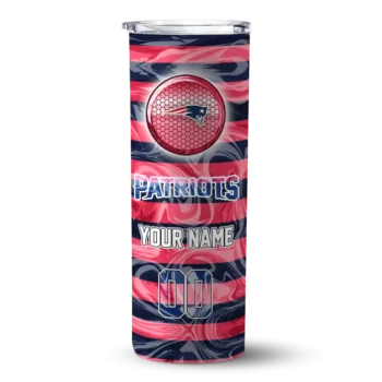 New England Patriots Skinny Tumbler - Customized Patterned Waves Blue