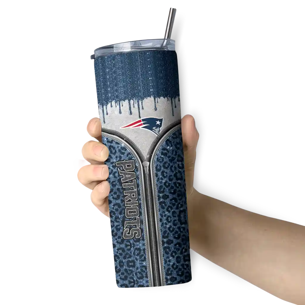 customized-new-england-patriots-sparkle-drip-blue-skinny-tumbler-premium-grade.webp
