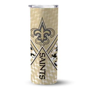 New Orleans Saints Skinny Tumbler - Customized Monogram Burst Gold White