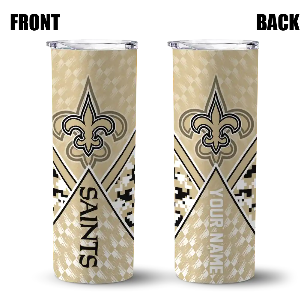 customized-new-orleans-saints-monogram-burst-gold-white-skinny-tumbler-fashion-forward.webp