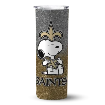 New Orleans Saints Skinny Tumbler - Customized Snoopy Attitude Gold