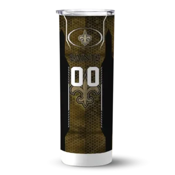 New Orleans Saints Skinny Tumbler - Customized Stacked Diamond Gold