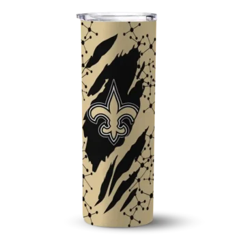 New Orleans Saints Skinny Tumbler - Customized Star Pop Gold Black