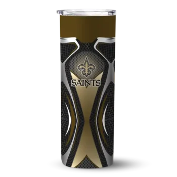 New Orleans Saints Skinny Tumbler - Customized Superman Emblem Gold Black