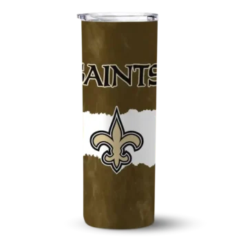 New Orleans Saints Skinny Tumbler - Customized Torn Band Gold White