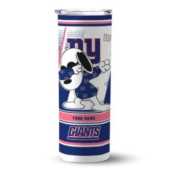 New York Giants Skinny Tumbler - Customized Snoopy Dog Blue White