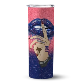 New York Giants Skinny Tumbler - Customized Sparkle Lips Blue