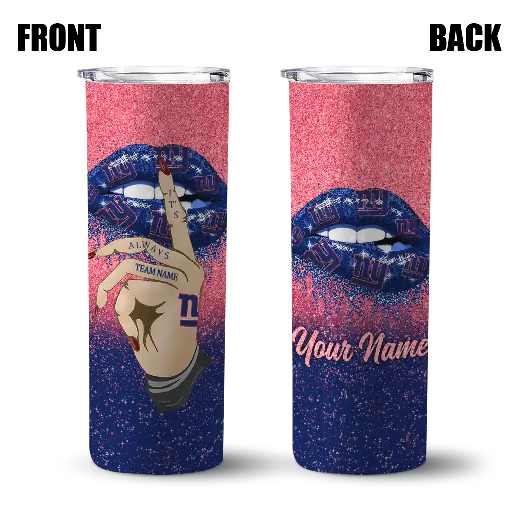 customized-new-york-giants-sparkle-lips-blue-skinny-tumbler-fashion-forward.webp