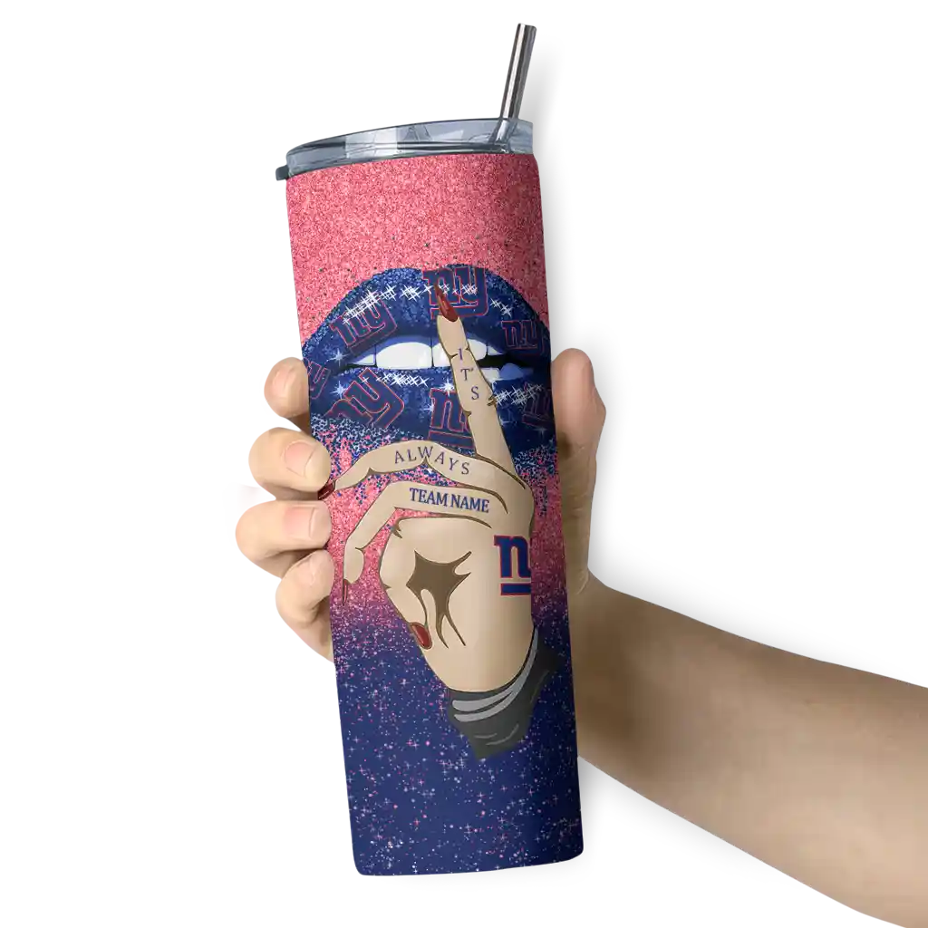 customized-new-york-giants-sparkle-lips-blue-skinny-tumbler-premium-grade.webp