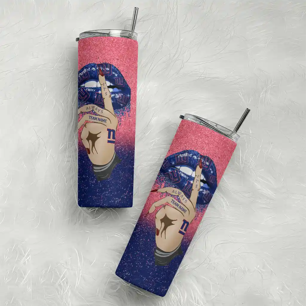 customized-new-york-giants-sparkle-lips-blue-skinny-tumbler-top-rated.webp