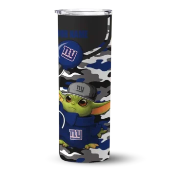 New York Giants Skinny Tumbler - Customized Yoda Camo Blue Black