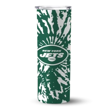 New York Jets Skinny Tumbler - Customized Metallic Grid Green