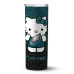 customized-philadelphia-eagles-hello-kitty-green-black-skinny-tumbler-best-selling.webp