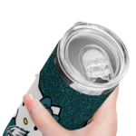 customized-philadelphia-eagles-hello-kitty-green-black-skinny-tumbler-best-selling.webp