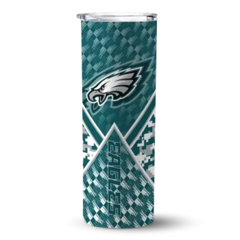 Philadelphia Eagles Skinny Tumbler - Customized Monogram Burst Green White