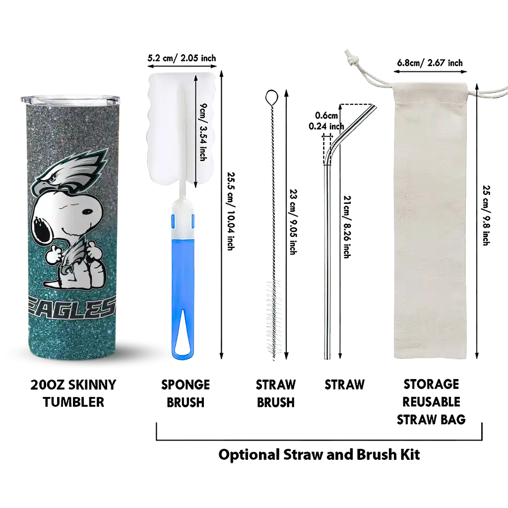 customized-philadelphia-eagles-snoopy-attitude-green-skinny-tumbler-new-arrival.webp