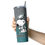 customized-philadelphia-eagles-snoopy-attitude-green-skinny-tumbler-best-selling.webp
