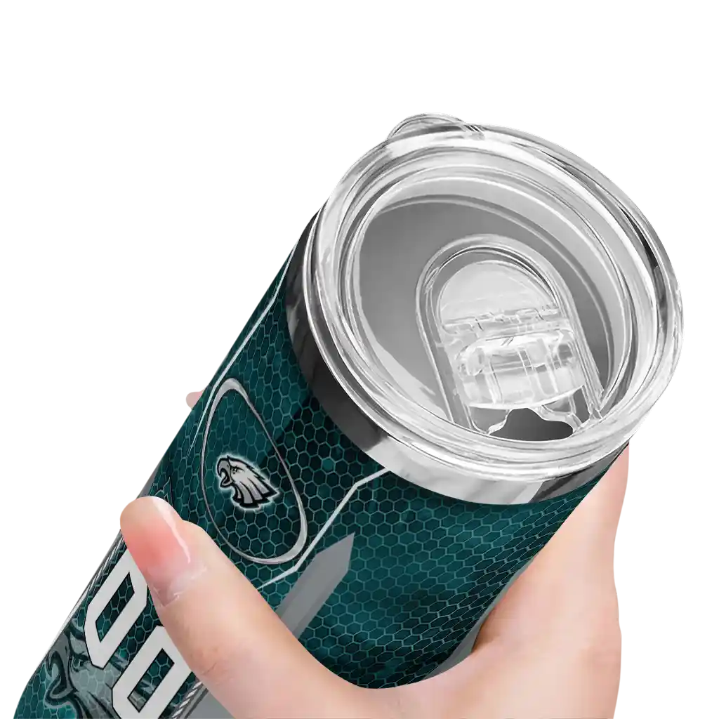 customized-philadelphia-eagles-stacked-diamond-green-skinny-tumbler-high-quality.webp