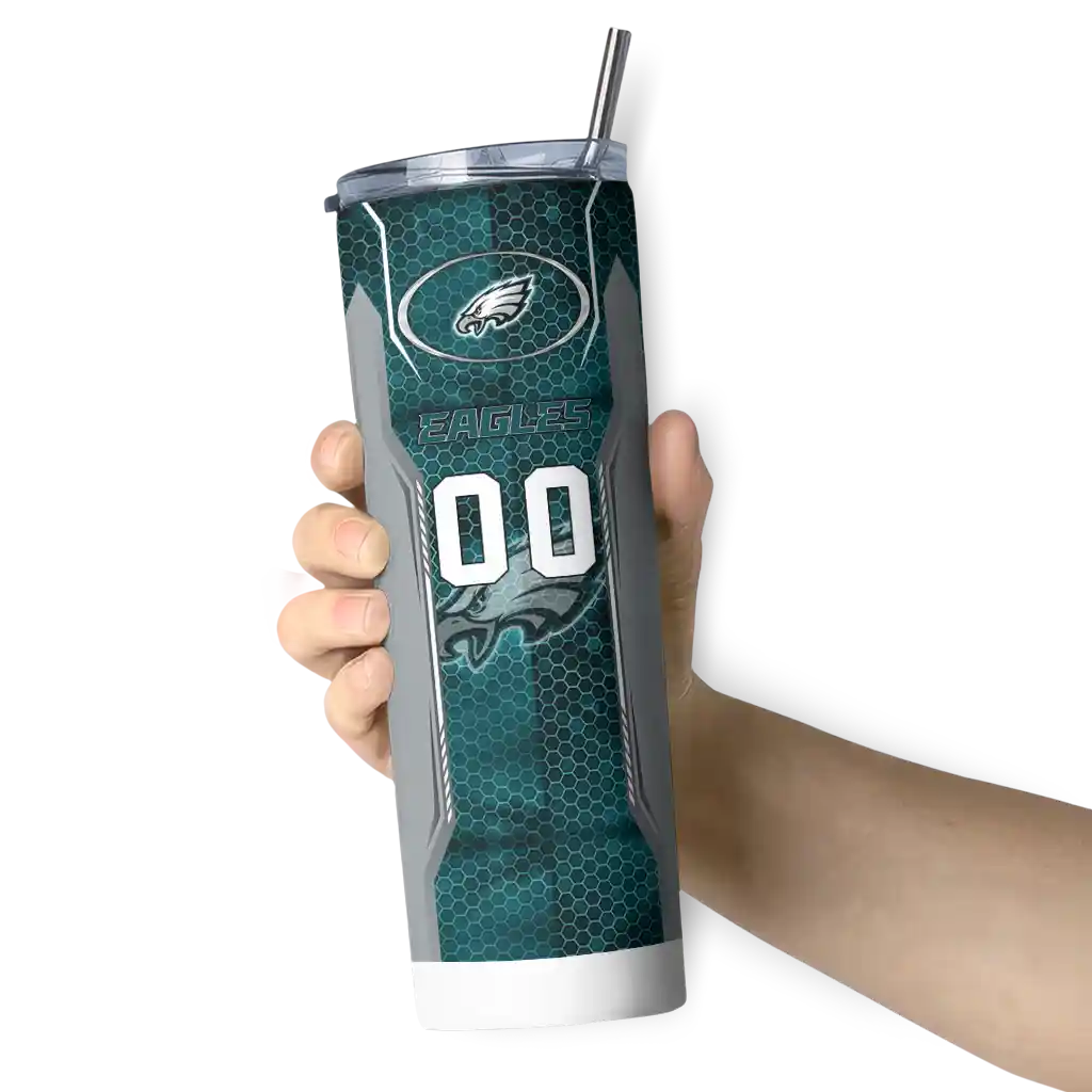 customized-philadelphia-eagles-stacked-diamond-green-skinny-tumbler-premium-grade.webp
