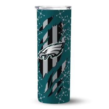 Philadelphia Eagles Skinny Tumbler - Customized Star Pop Green Black