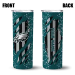 customized-philadelphia-eagles-star-pop-green-black-skinny-tumbler-best-selling.webp