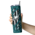 customized-philadelphia-eagles-star-pop-green-black-skinny-tumbler-best-selling.webp