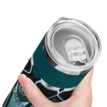 customized-philadelphia-eagles-superman-emblem-green-black-skinny-tumbler-best-selling.webp