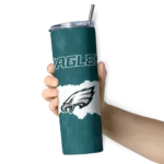 customized-philadelphia-eagles-torn-band-green-white-skinny-tumbler-best-selling.webp
