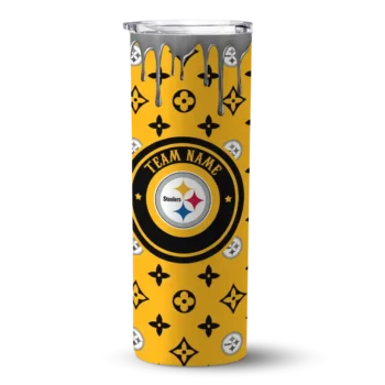 Pittsburgh Steelers Skinny Tumbler - Customized Camo Streak Gold