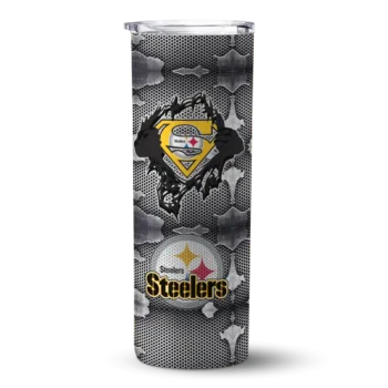 Pittsburgh Steelers Skinny Tumbler - Customized Chevron V Gold Gray