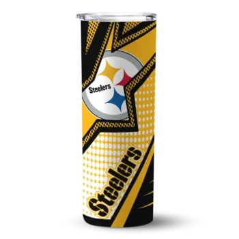 Pittsburgh Steelers Skinny Tumbler - Customized Web Stripes Gold White
