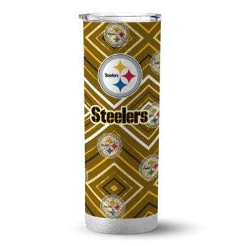Pittsburgh Steelers Skinny Tumbler - Customized Zipper Leopard Gold