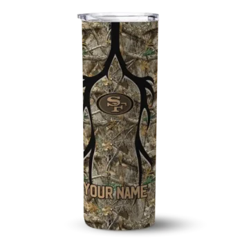 San Francisco 49ers Skinny Tumbler - Customized Antler Flow Camo