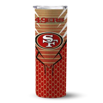 San Francisco 49ers Skinny Tumbler - Customized Chevron Stripes Red