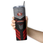 customized-san-francisco-49ers-hexagon-honeycomb-red-black-skinny-tumbler-best-selling.webp