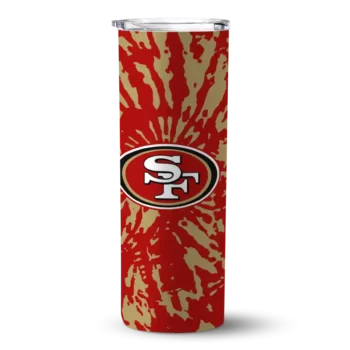 San Francisco 49ers Skinny Tumbler - Customized Metallic Grid Red