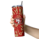 customized-san-francisco-49ers-metallic-grid-red-skinny-tumbler-best-selling.webp