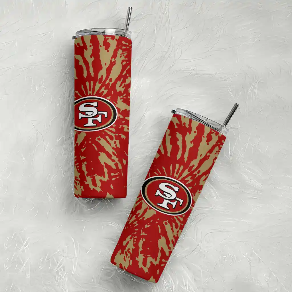 customized-san-francisco-49ers-metallic-grid-red-skinny-tumbler-top-rated.webp