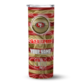 San Francisco 49ers Skinny Tumbler - Customized Patterned Waves Red